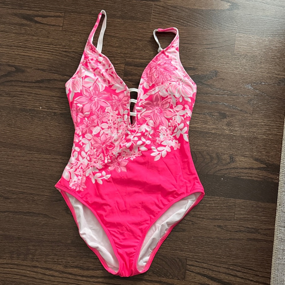 Lilly Pulitzer Pink Floral One Piece Swimsuit